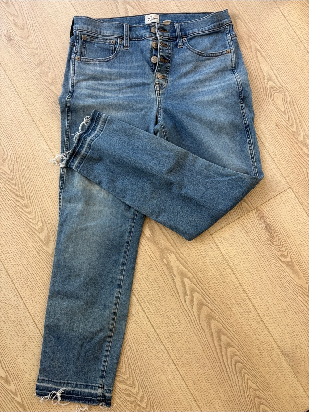 J. Crew Women’s High-Rise Button-Fly Jeans in Light Blue Wash